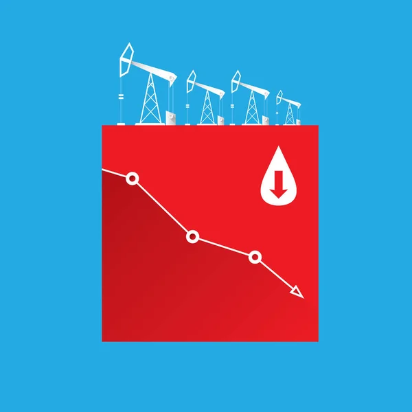 Il prezzo del petrolio scende grafico illustrazione. vettore — Vettoriale Stock