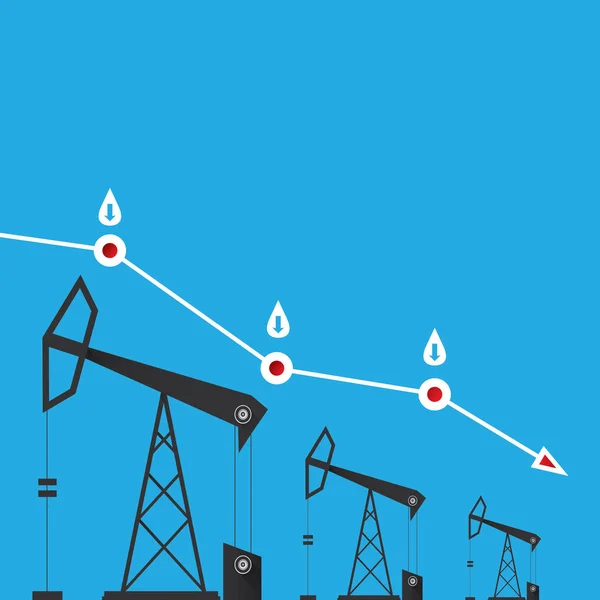 Il prezzo del petrolio scende grafico illustrazione. vettore — Vettoriale Stock