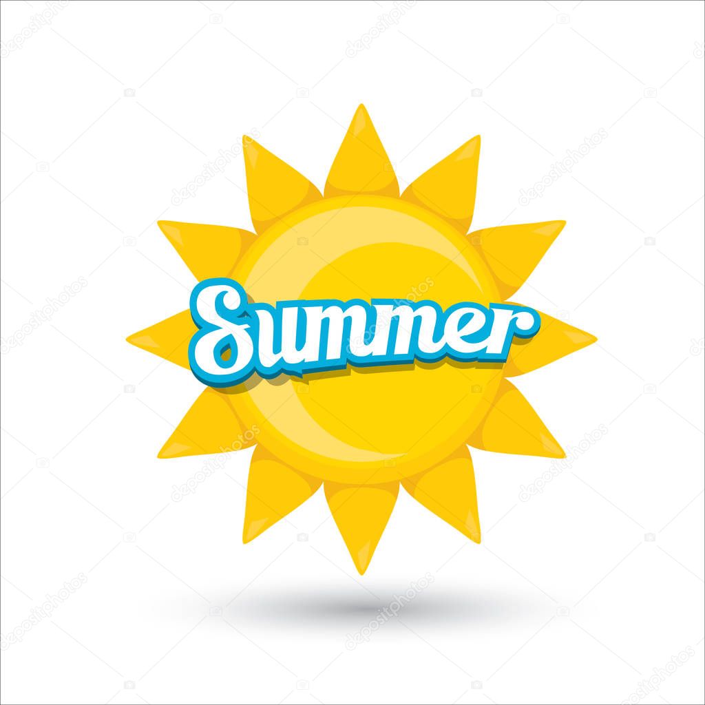 Beautiful summer illustrations . vector summer label. summer icon with sun. Stylized design element. Background design for banner, poster, flyer, cover, brochure. Logo design.