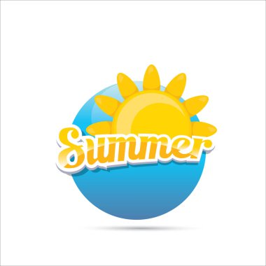 vektör yaz etiket. Güneş ile yaz simgesi.