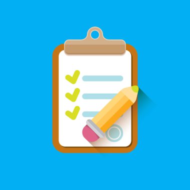 vektör Panosu simgesi onay işaretli ve kalem ile