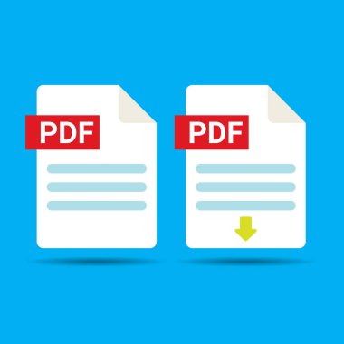 vektör düz Pdf dosya simgesi ve pdf download simgesi