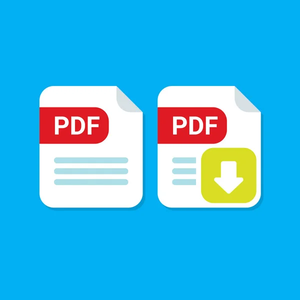 Vector platte PDF-bestandspictogram en pdf download icoon — Stockvector
