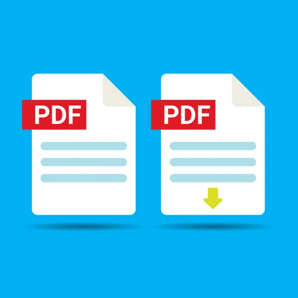 Vetor plana ícone de arquivo PDF e ícone de download pdf — Vetor de Stock