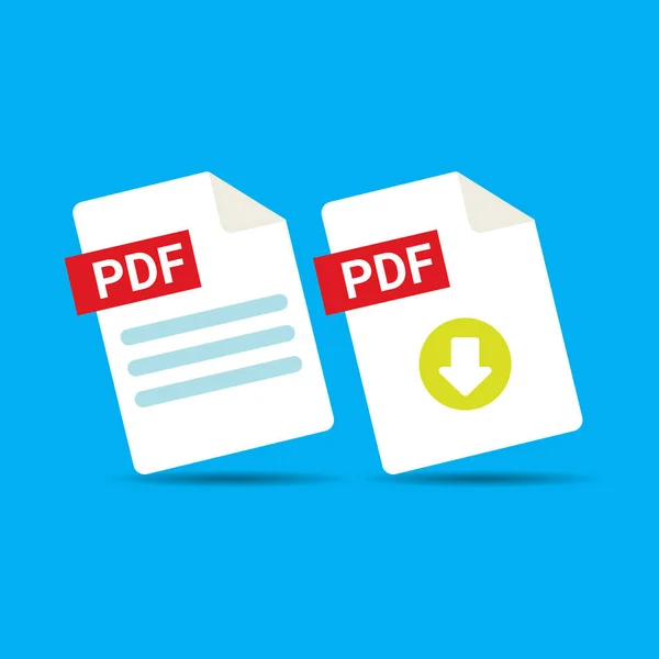 Vector flat PDF file icon and pdf download icon — Stock Vector
