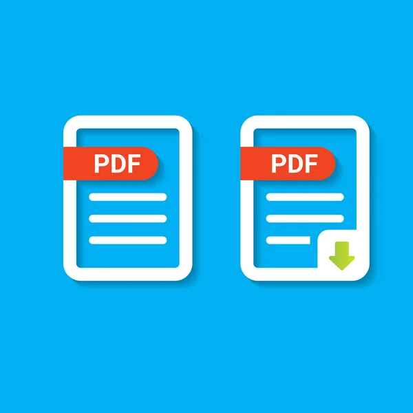 Vector plano icono de archivo PDF y el icono de descarga pdf — Vector de stock
