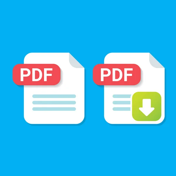 Vecteur plat icône de fichier PDF et pdf icône de téléchargement — Image vectorielle