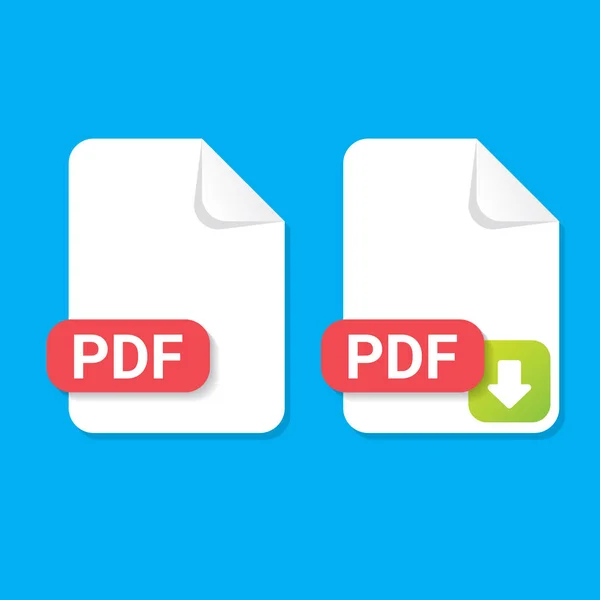 Vector plano icono de archivo PDF y el icono de descarga pdf — Archivo Imágenes Vectoriales