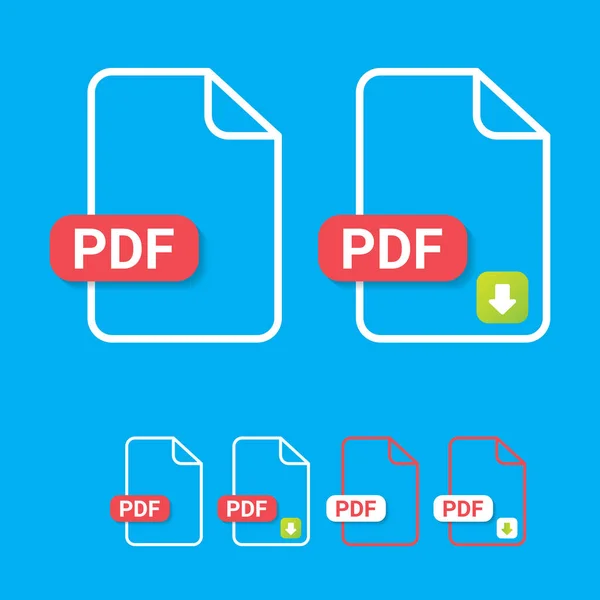 Vetor plana ícone de arquivo PDF e ícone de download pdf — Vetor de Stock