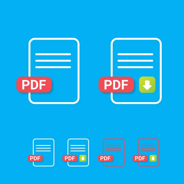 Vector plano icono de archivo PDF y el icono de descarga pdf — Archivo Imágenes Vectoriales