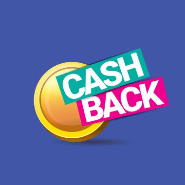 vektör nakit geri simgesi üzerinde mavi arka plan izole.