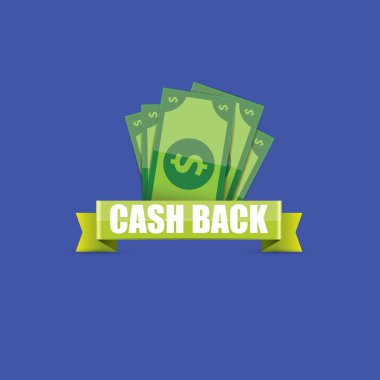 vektör nakit geri simgesi üzerinde mavi arka plan izole.