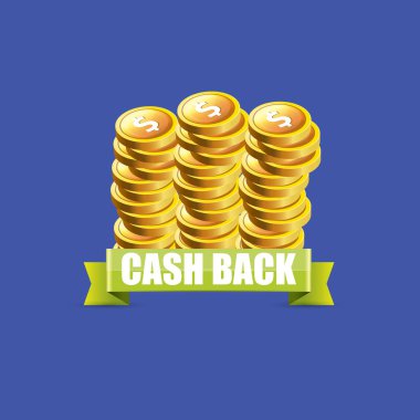 vektör nakit geri simgesi üzerinde mavi arka plan izole.