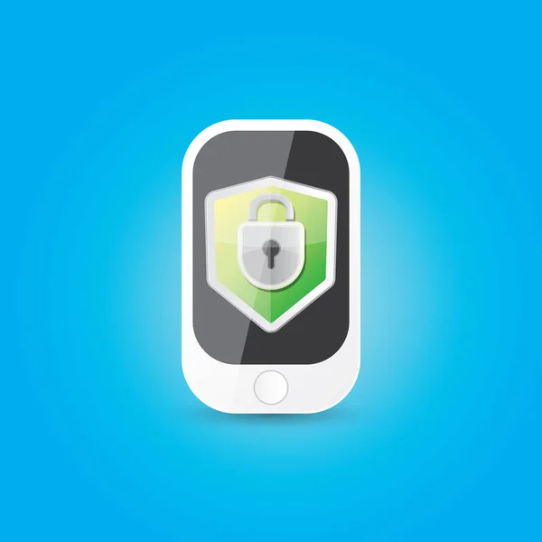 Mobiele veiligheid app scherm met schild en vergrendelen — Stockvector