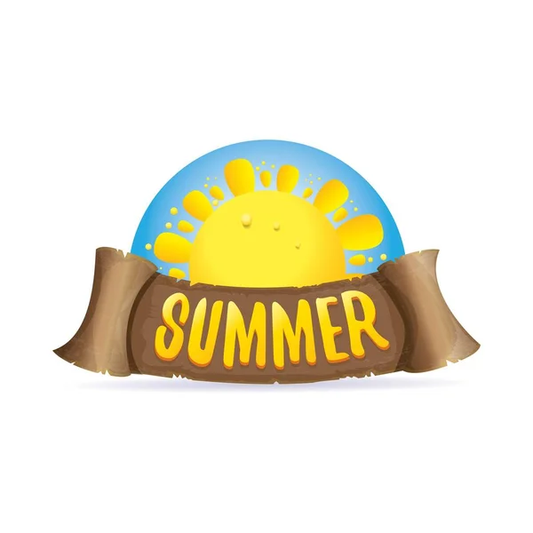Vektor Sommer Etikett mit orangefarbener Sonne — Stockvektor