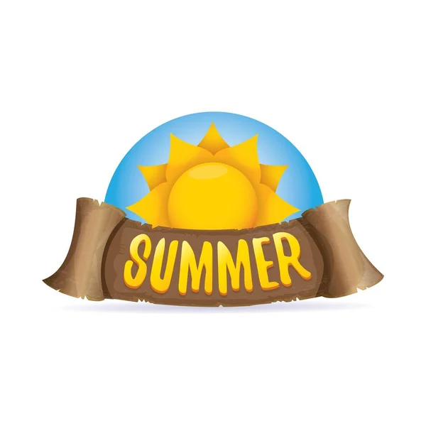 Vektor Sommer Etikett mit orangefarbener Sonne — Stockvektor