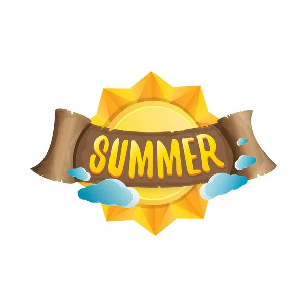 Étiquette d'été vectorielle avec soleil orange — Image vectorielle