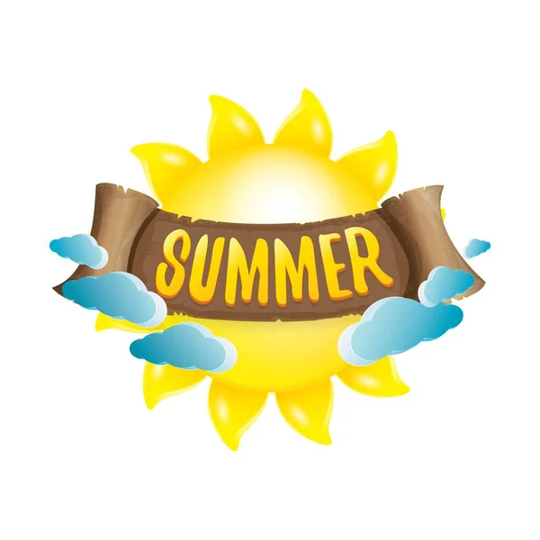 Étiquette d'été vectorielle avec soleil orange — Image vectorielle