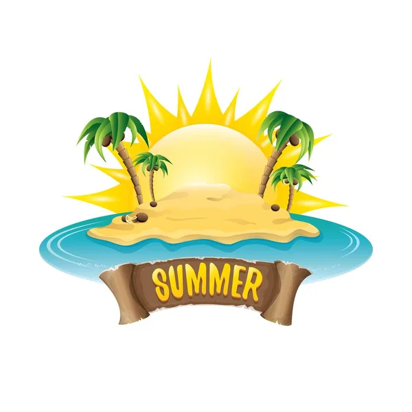 Vector sommaren etikett med ön tropisk strand — Stock vektor