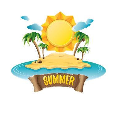vektör yaz etiket Adası tropik plajı ile
