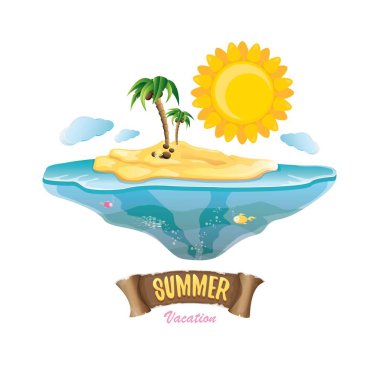 vektör yaz etiket Adası tropik plajı ile