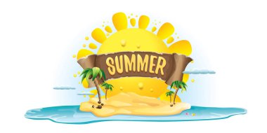 vektör yaz etiket Adası tropik plajı ile