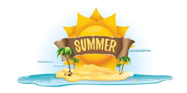 vektör yaz etiket Adası tropik plajı ile