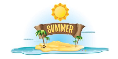 vektör yaz etiket Adası tropik plajı ile