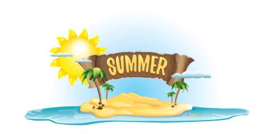 vektör yaz etiket Adası tropik plajı ile