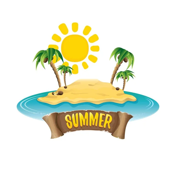 Vector verano etiqueta con isla tropical playa — Archivo Imágenes Vectoriales