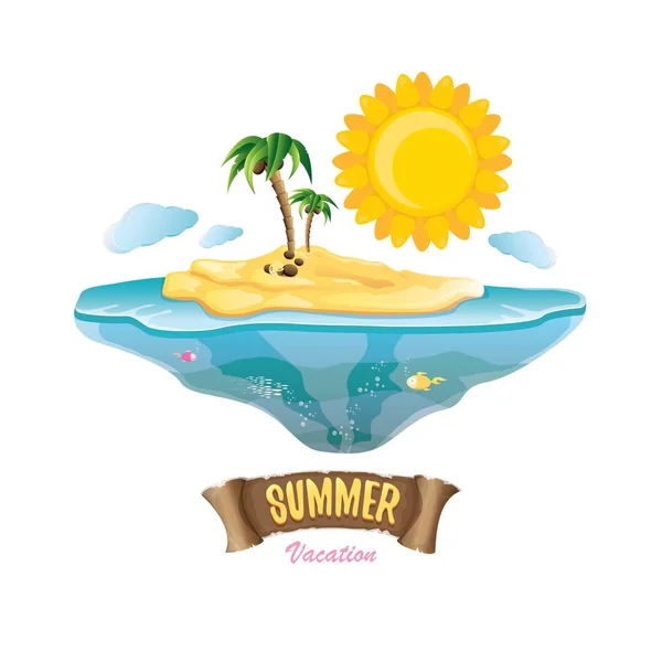 Vektor Sommer Etikett mit Insel tropischen Strand — Stockvektor