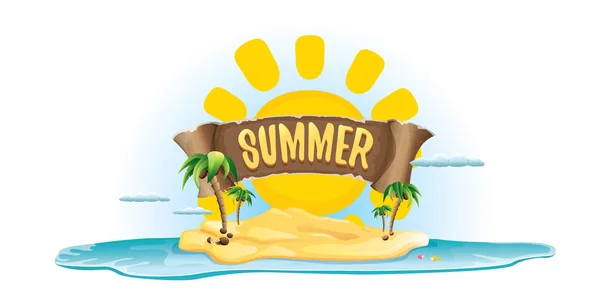 Étiquette d'été vectorielle avec plage île tropicale — Image vectorielle