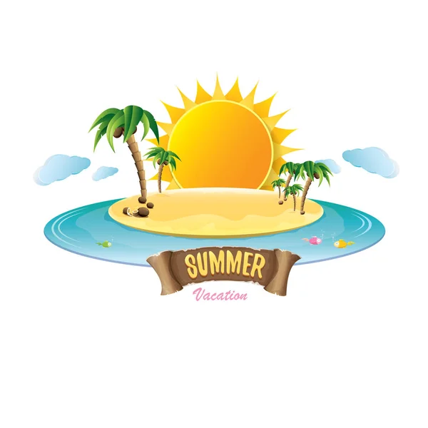 Vector zomer label met eiland tropisch strand — Stockvector