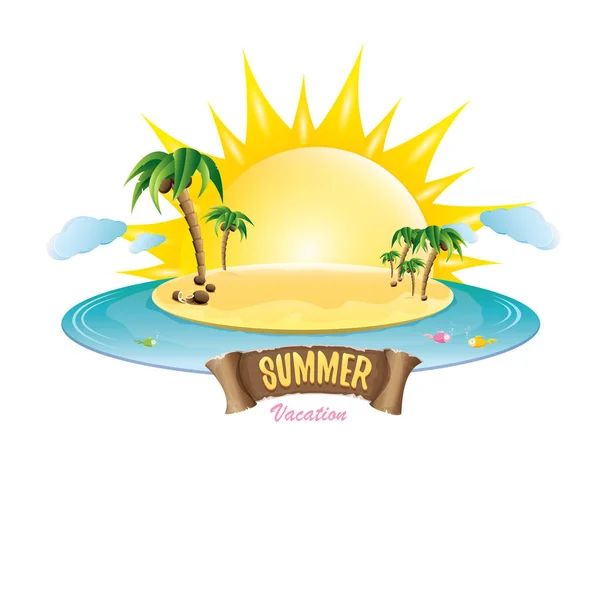 Vektor Sommer Etikett mit Insel tropischen Strand — Stockvektor