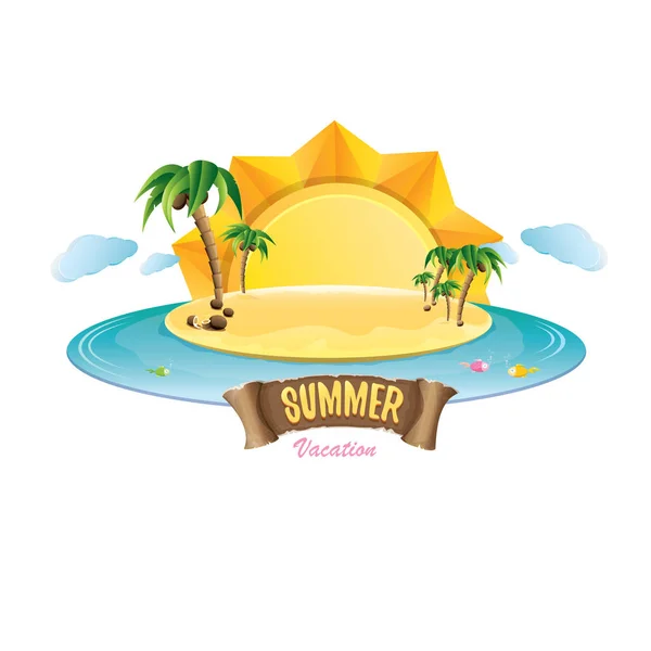 Vector zomer label met eiland tropisch strand — Stockvector