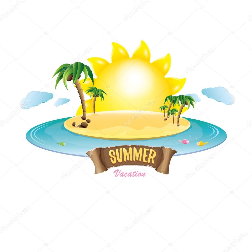 vector summer label with island tropical beach