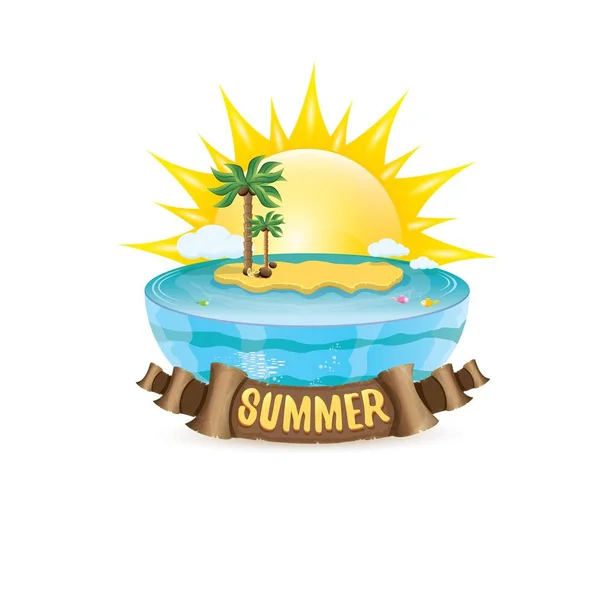 Vector zomer label met eiland tropisch strand — Stockvector