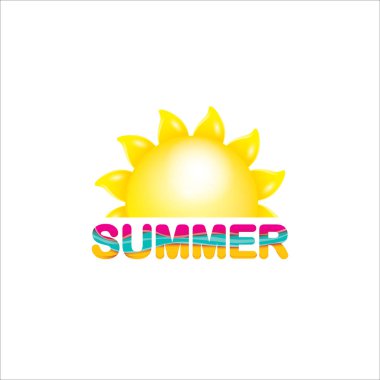 vektör yaz etiket. Güneş ile yaz simgesi.