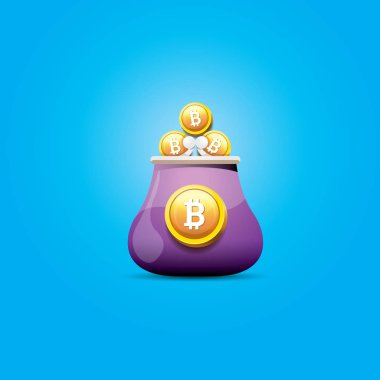 paralar ile vektör bitcoin cüzdan simgesi