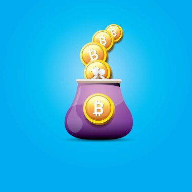 paralar ile vektör bitcoin cüzdan simgesi