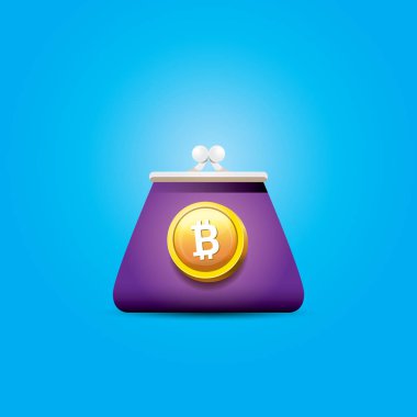 paralar ile vektör bitcoin cüzdan simgesi