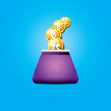 paralar ile vektör bitcoin cüzdan simgesi