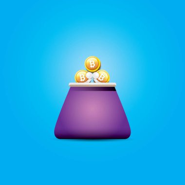 paralar ile vektör bitcoin cüzdan simgesi