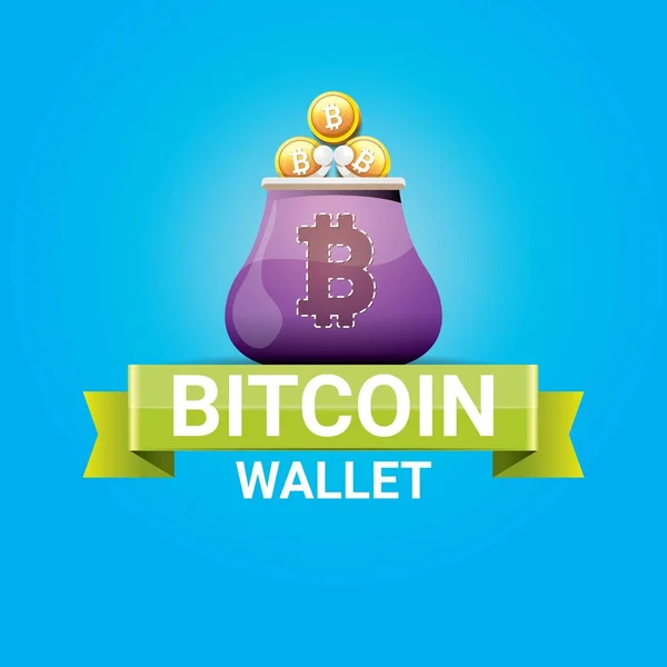Vector bitcoin cartera icono con monedas — Vector de stock