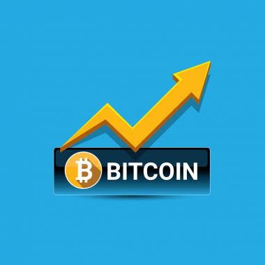 vektör bitcoin büyüme grafik üzerinde mavi arka plan.