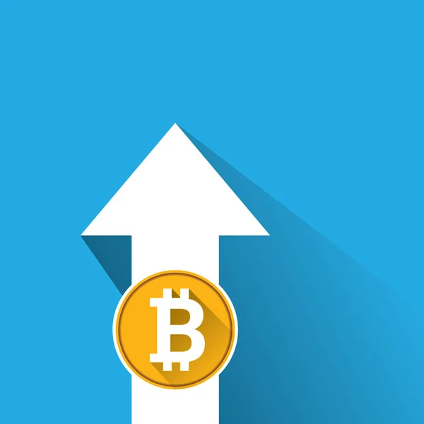 Vettore bitcoin grafico di crescita su sfondo blu . — Vettoriale Stock