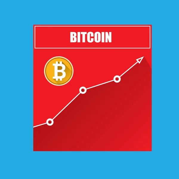 Vettore bitcoin grafico di crescita su sfondo blu . — Vettoriale Stock