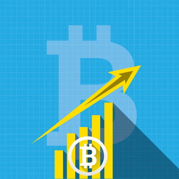 Вектор bitcoin зростання графіку на синьому фоні. — стоковий вектор