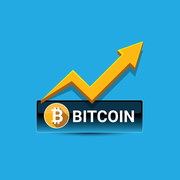 Vektor bitcoin növekedési grafikonon a kék háttér. — Stock Vector
