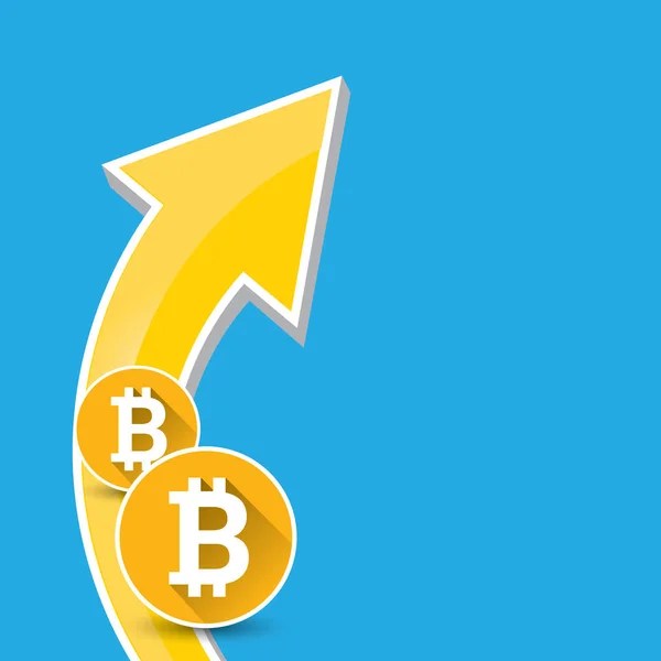 Вектор bitcoin зростання графіку на синьому фоні. — стоковий вектор